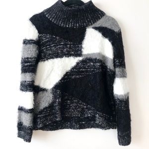 Vince Camuto Fuzzy Mix EyeLash Asymetrical Sweater